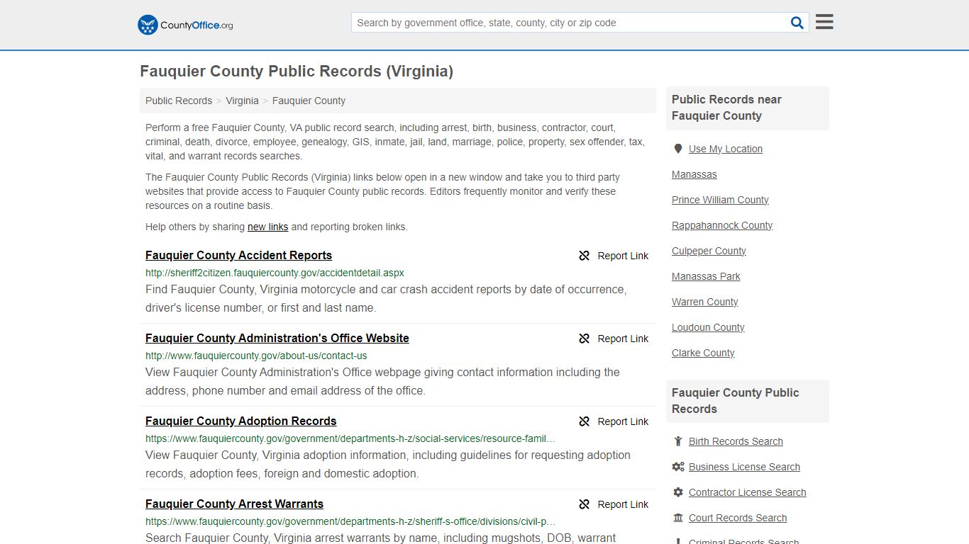 Fauquier County Public Records (Virginia) - County Office