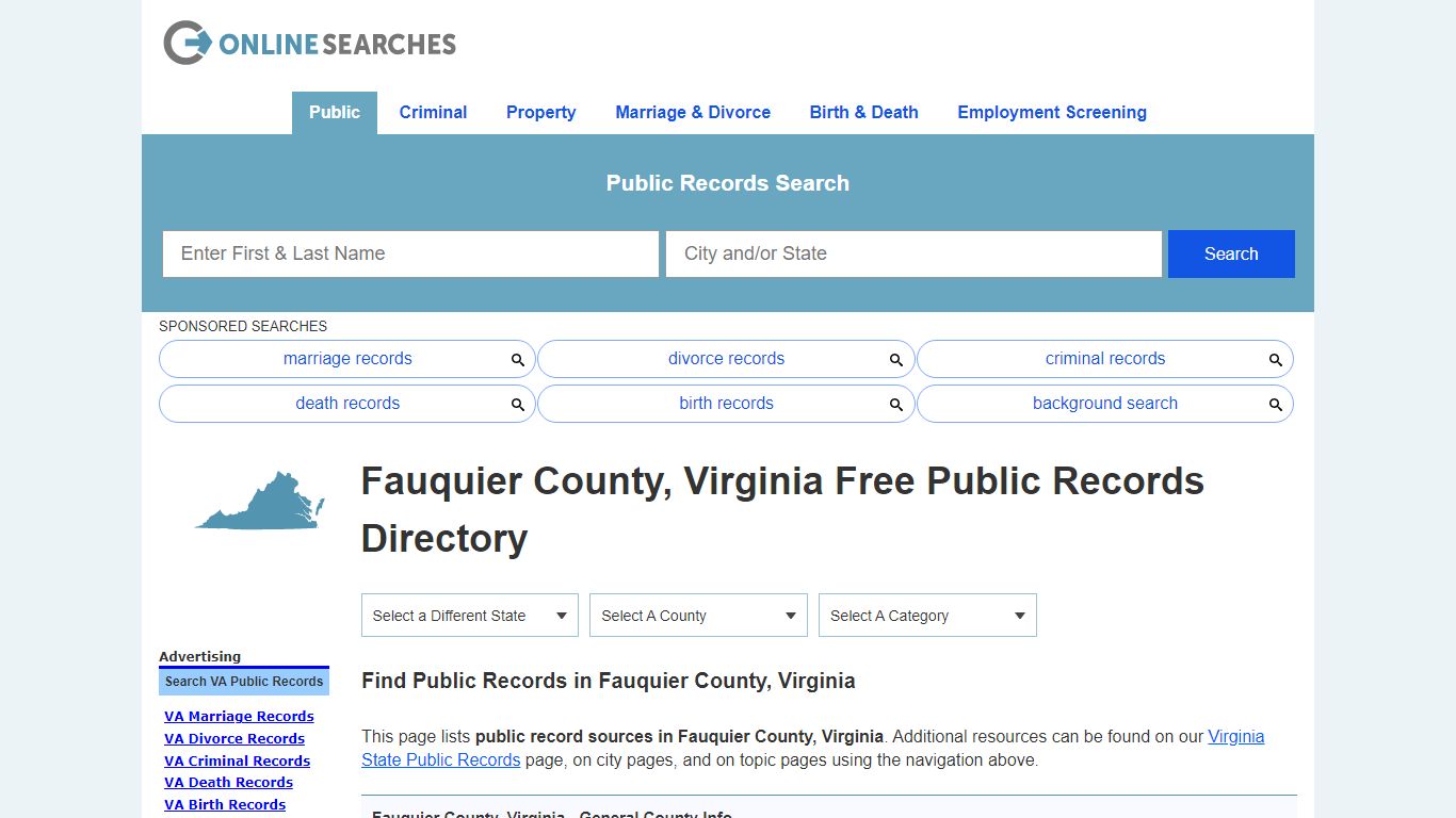 Fauquier County, Virginia Public Records Directory