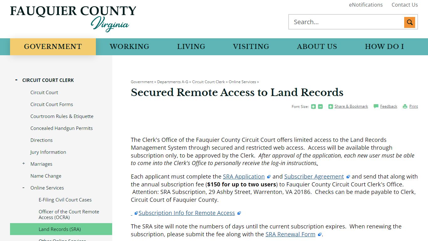 Secured Remote Access to Land Records | Fauquier County, VA